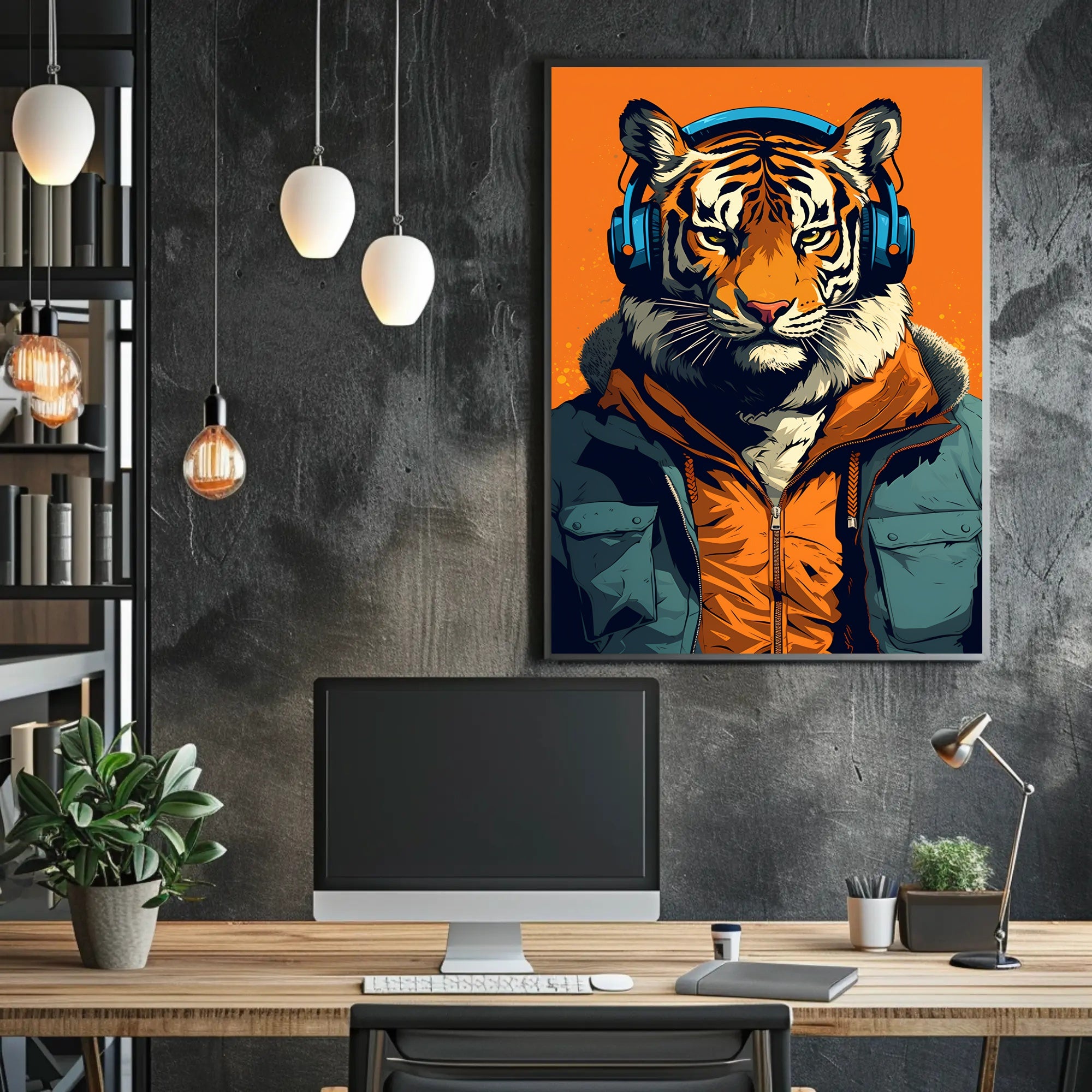 Tiger in Street Style Pop Culture Poster PosterGoat