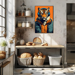 Tiger in Street Style Pop Culture Poster PosterGoat