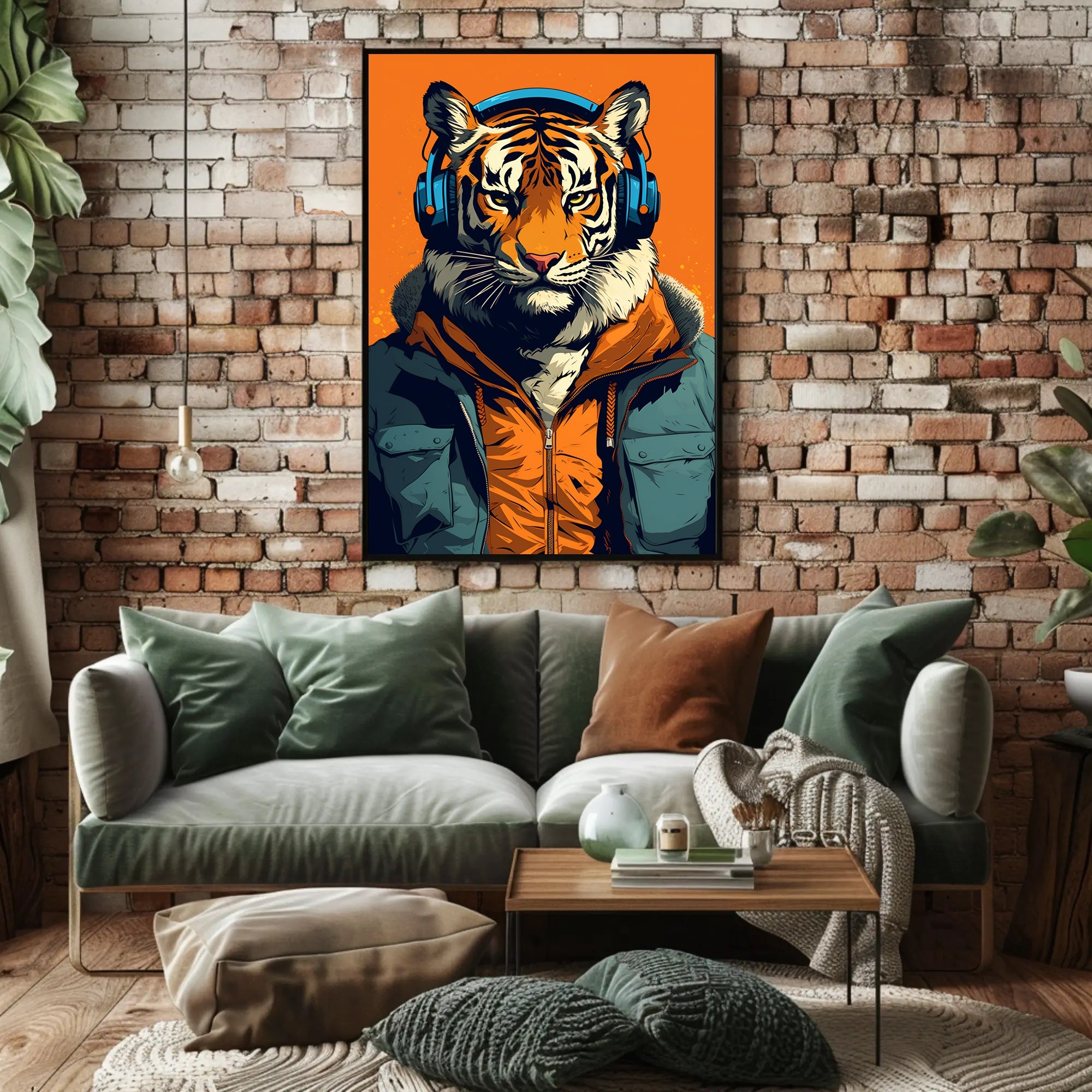 Tiger in Street Style Pop Culture Poster PosterGoat