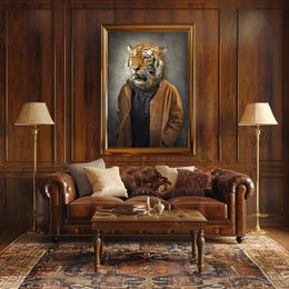Tiger in Stylish Attire: Artistic Animal Poster PosterGoat