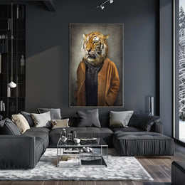 Tiger in Stylish Attire: Artistic Animal Poster PosterGoat