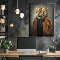 Tiger in Stylish Attire: Artistic Animal Poster PosterGoat