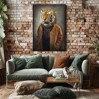 Tiger in Stylish Attire: Artistic Animal Poster PosterGoat