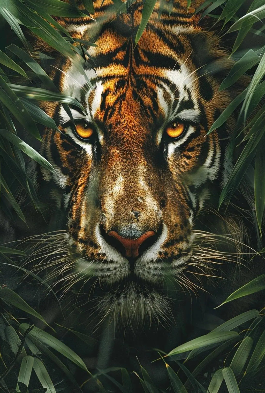 Tiger's Intense Gaze: Hyper-Realistic Animal Poster PosterGoat