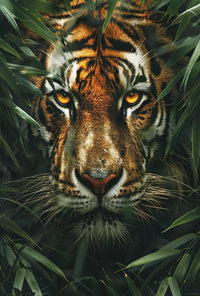 Tiger's Intense Gaze: Hyper-Realistic Animal Poster PosterGoat