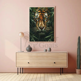 Tiger's Intense Gaze: Hyper-Realistic Animal Poster PosterGoat