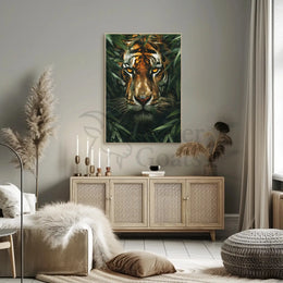Tiger's Intense Gaze: Hyper-Realistic Animal Poster PosterGoat
