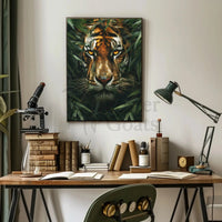 Tiger's Intense Gaze: Hyper-Realistic Animal Poster PosterGoat