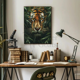 Tiger's Intense Gaze: Hyper-Realistic Animal Poster PosterGoat
