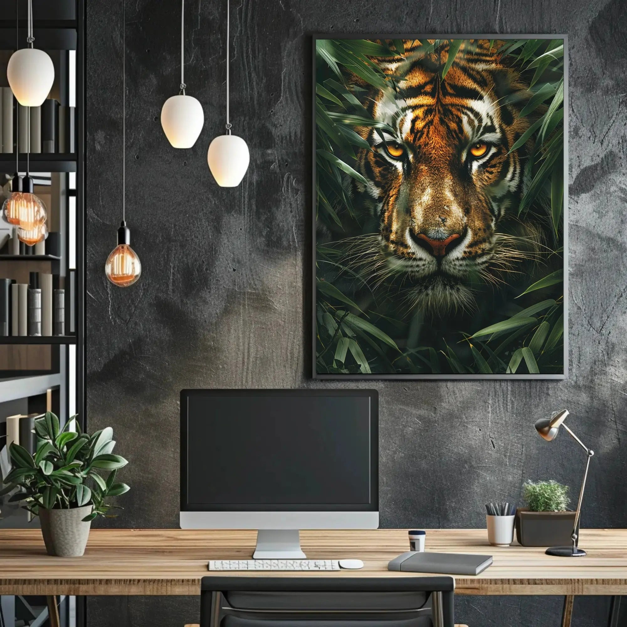 Tiger's Intense Gaze: Hyper-Realistic Animal Poster PosterGoat