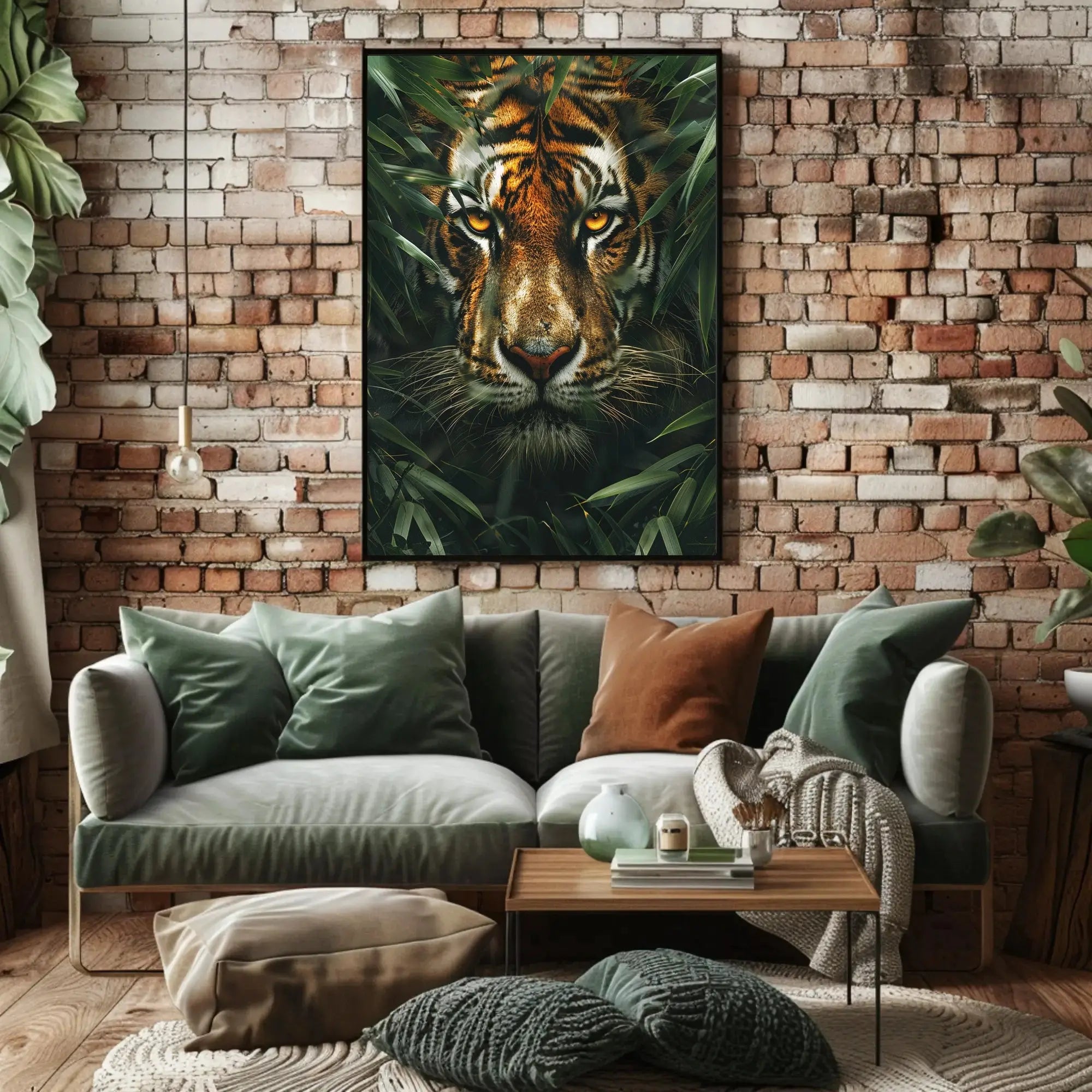 Tiger's Intense Gaze: Hyper-Realistic Animal Poster PosterGoat
