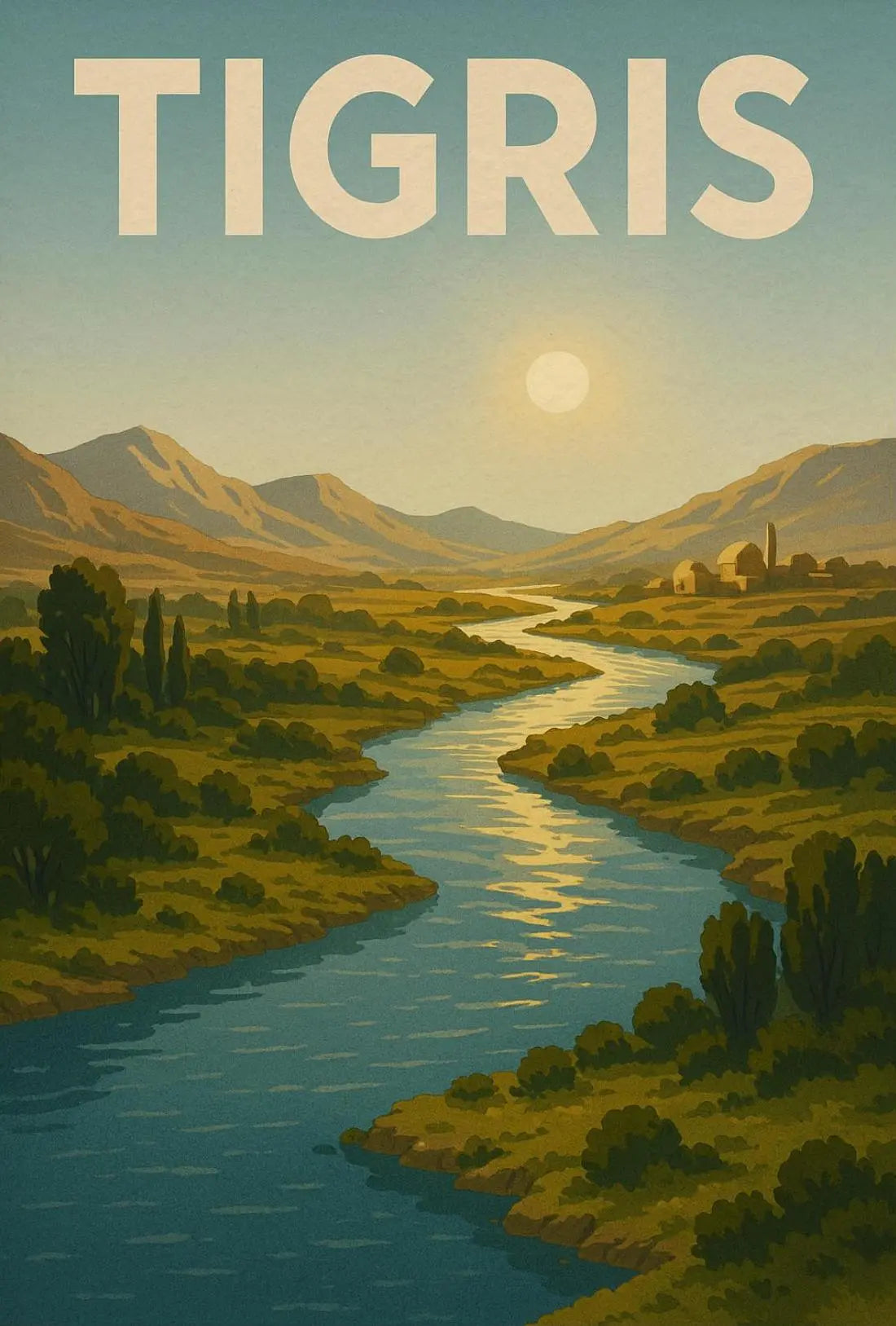 Tigris River Tranquility Vintage Travel Poster PosterGoat