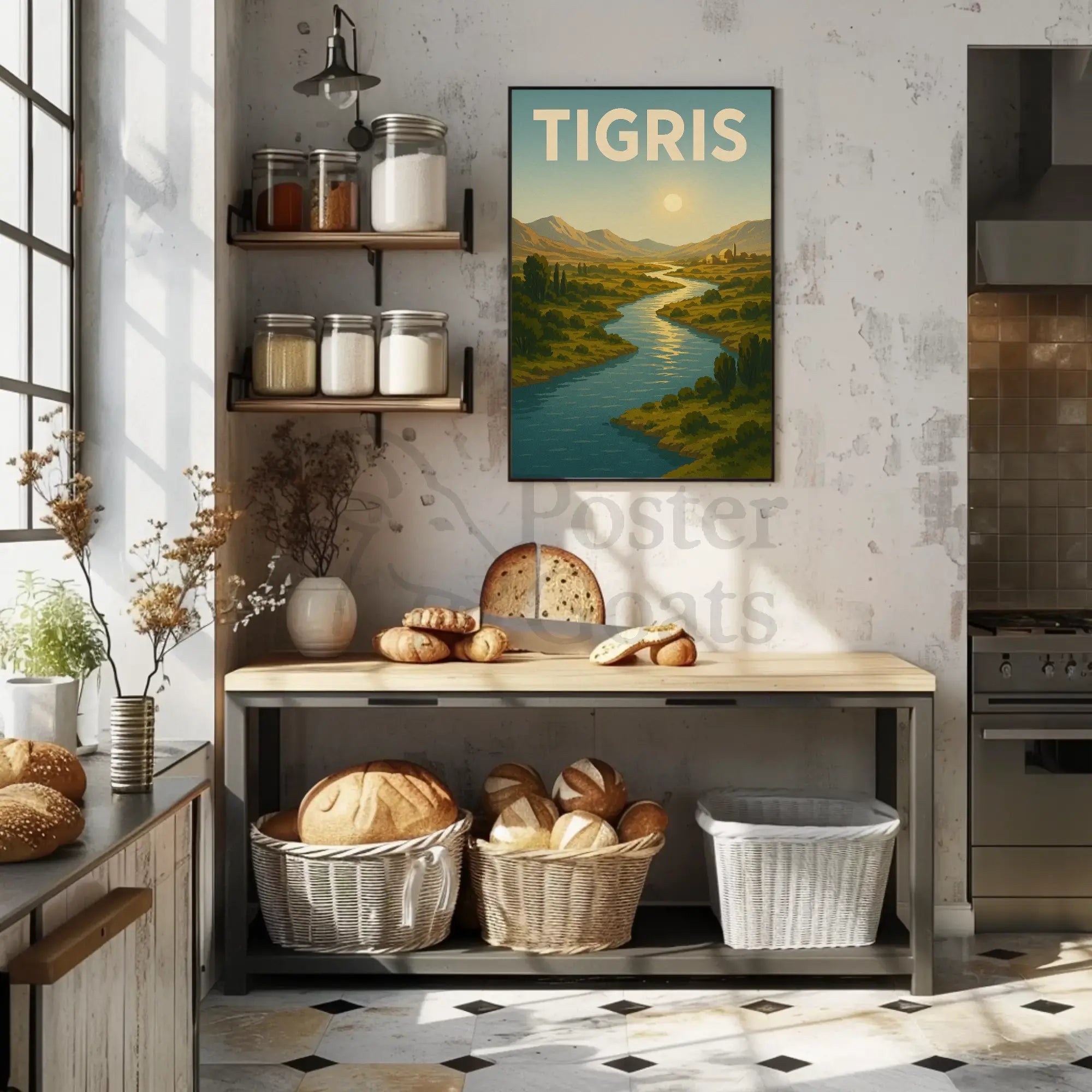 Tigris River Tranquility Vintage Travel Poster PosterGoat