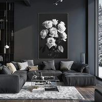 Timeless Black and White Rose Bouquet, Artistic Poster PosterGoat