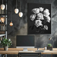 Timeless Black and White Rose Bouquet, Artistic Poster PosterGoat