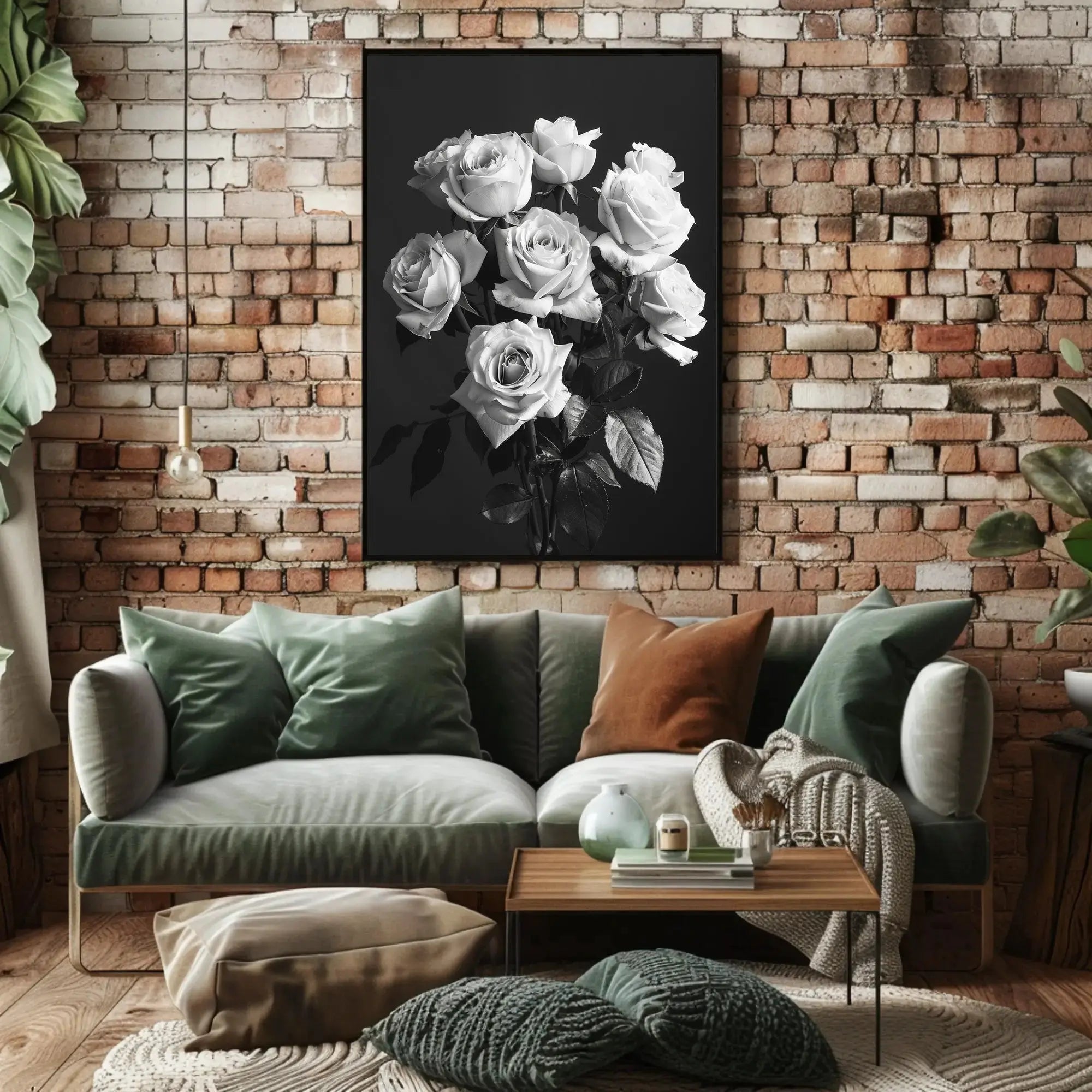 Timeless Black and White Rose Bouquet, Artistic Poster PosterGoat