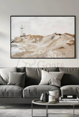 Timeless Coastal Serenity Lighthouse Artistic Poster PosterGoat