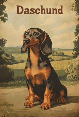 Timeless Dachshund Serenity in Countryside Dog Breed Poster PosterGoat