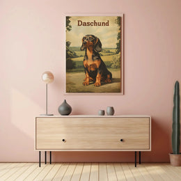 Timeless Dachshund Serenity in Countryside Dog Breed Poster PosterGoat