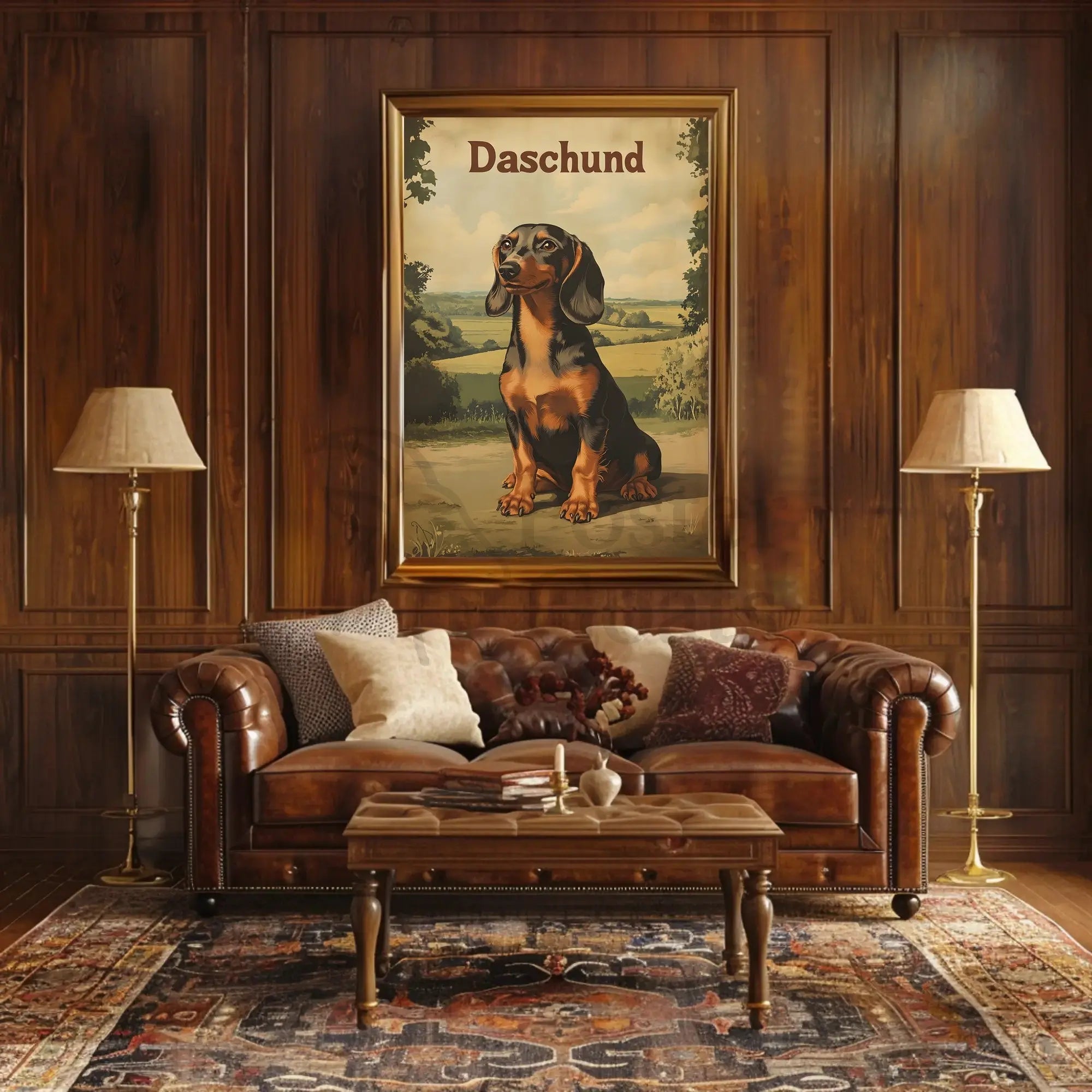 Timeless Dachshund Serenity in Countryside Dog Breed Poster PosterGoat