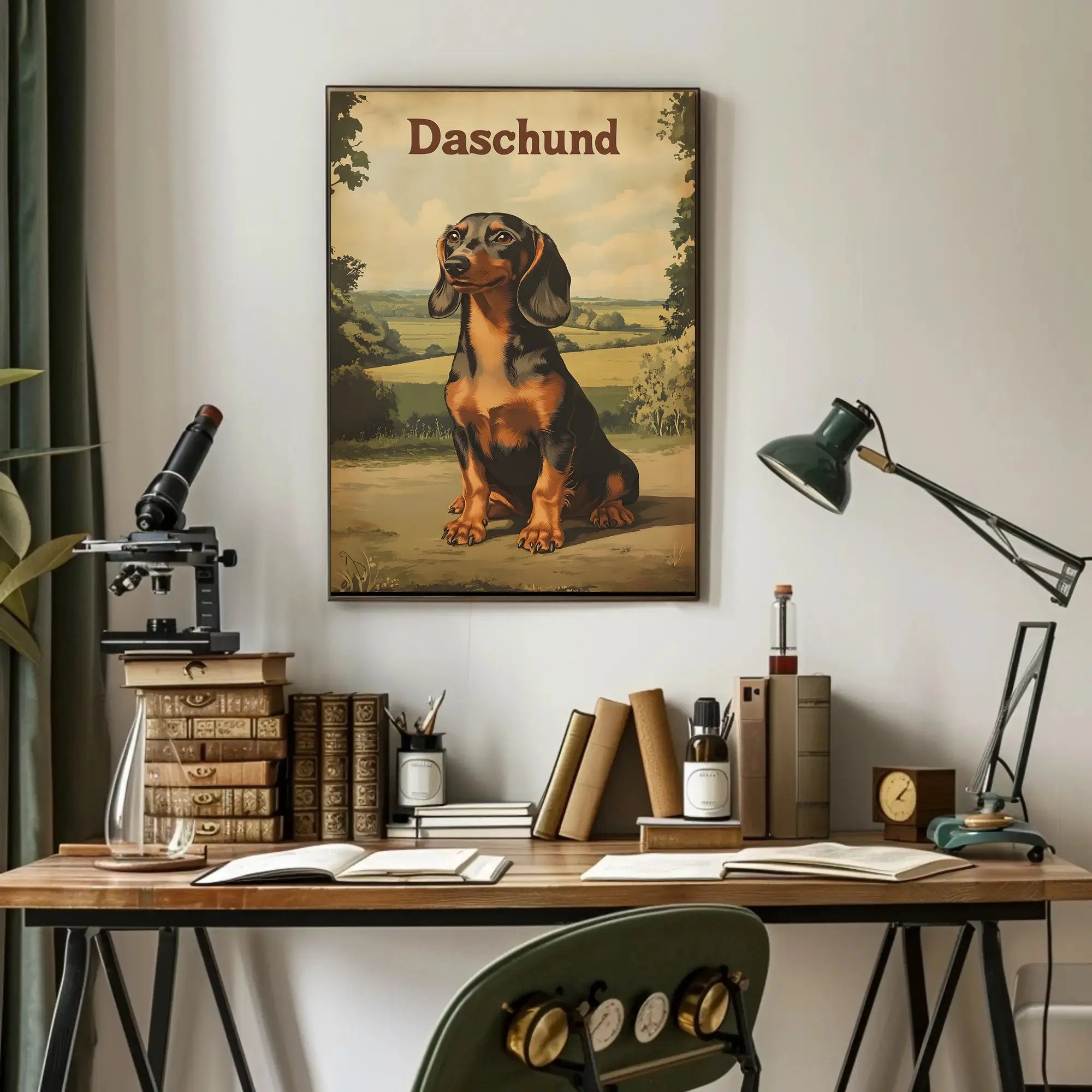 Timeless Dachshund Serenity in Countryside Dog Breed Poster PosterGoat