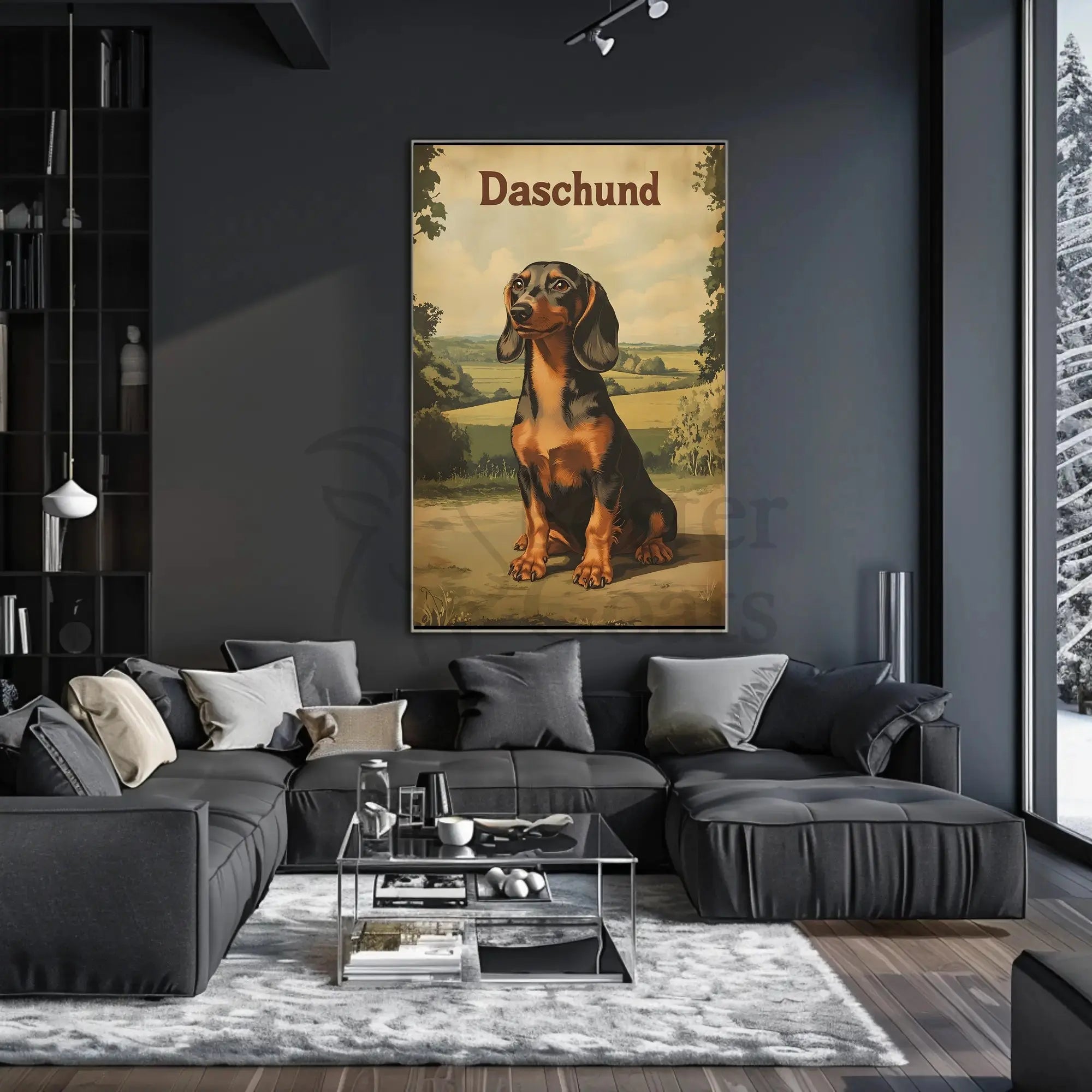 Timeless Dachshund Serenity in Countryside Dog Breed Poster PosterGoat