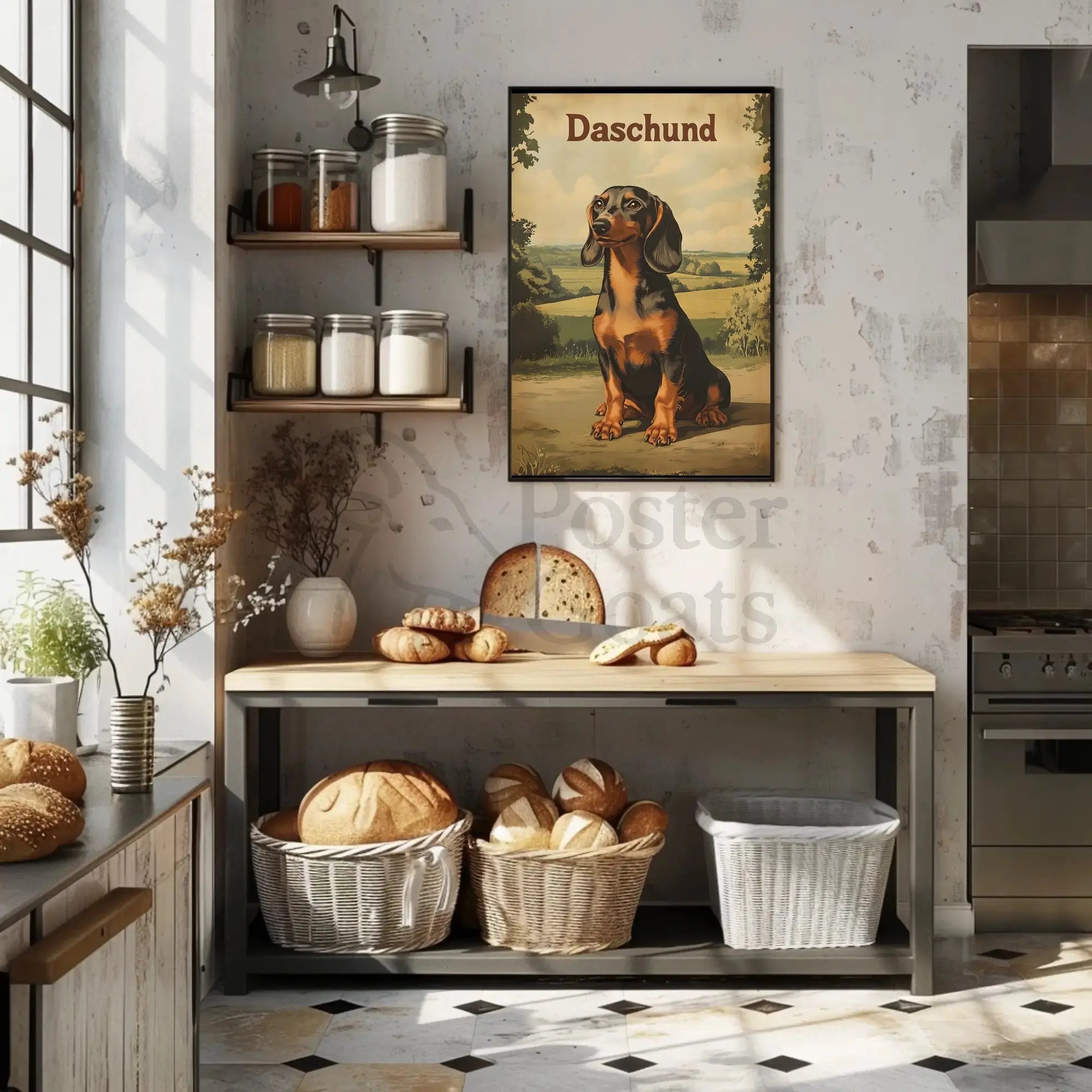 Timeless Dachshund Serenity in Countryside Dog Breed Poster PosterGoat