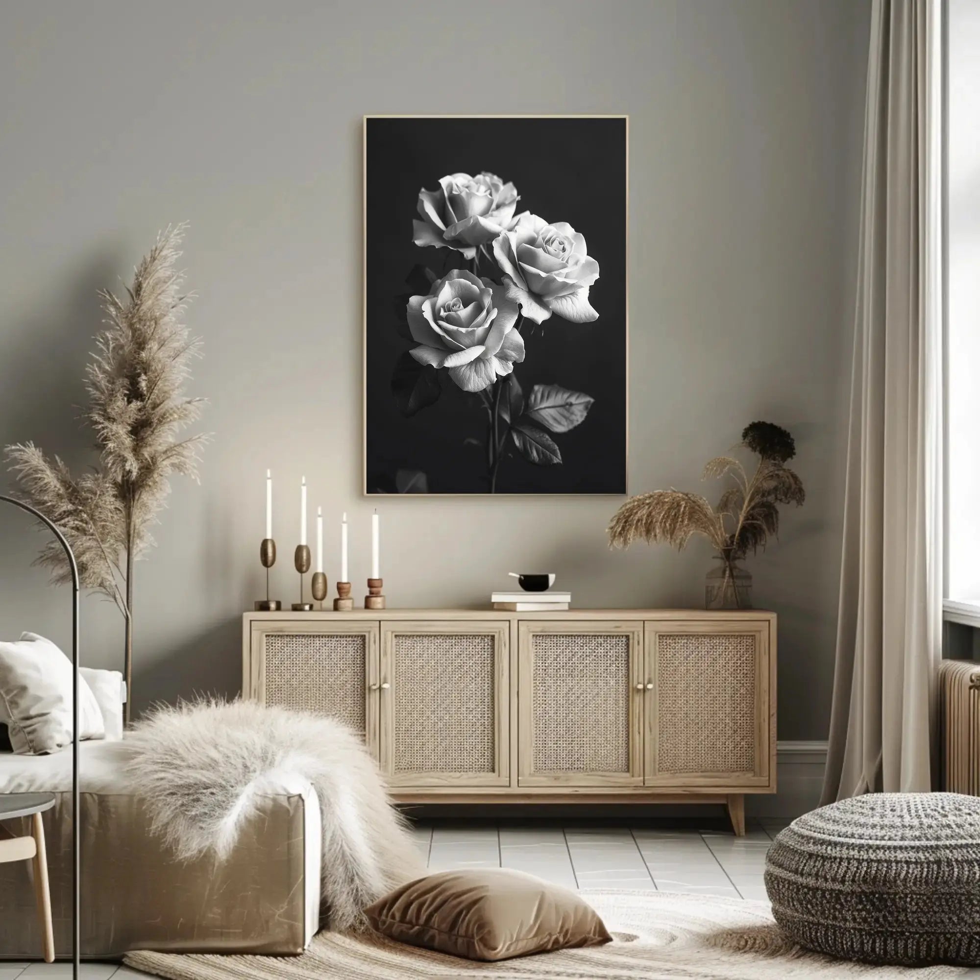 Timeless Elegance of Roses Black and White Artistic Poster PosterGoat