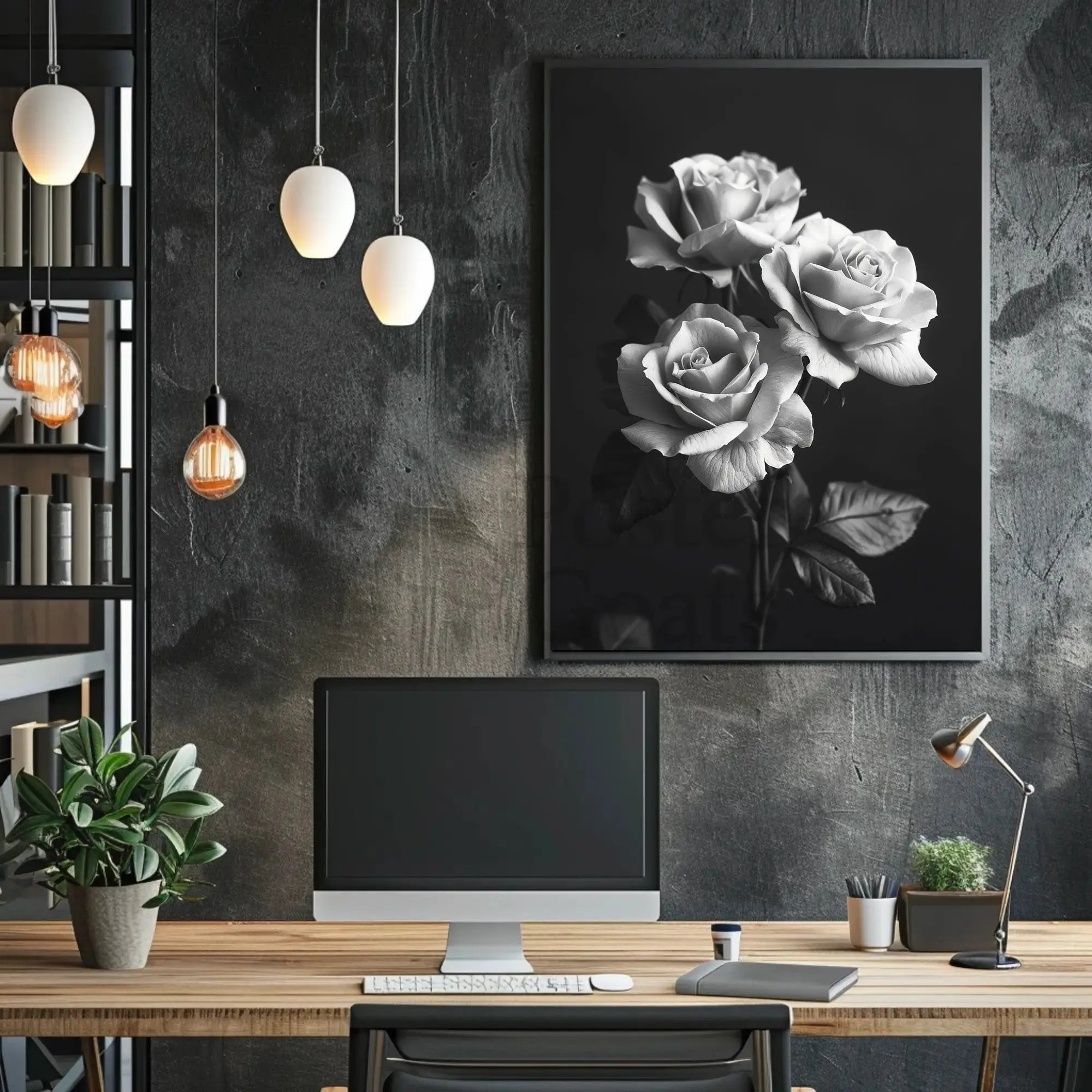 Timeless Elegance of Roses Black and White Artistic Poster PosterGoat