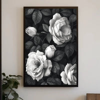 Timeless Elegance: Monochrome Rose Cluster Art Poster PosterGoat