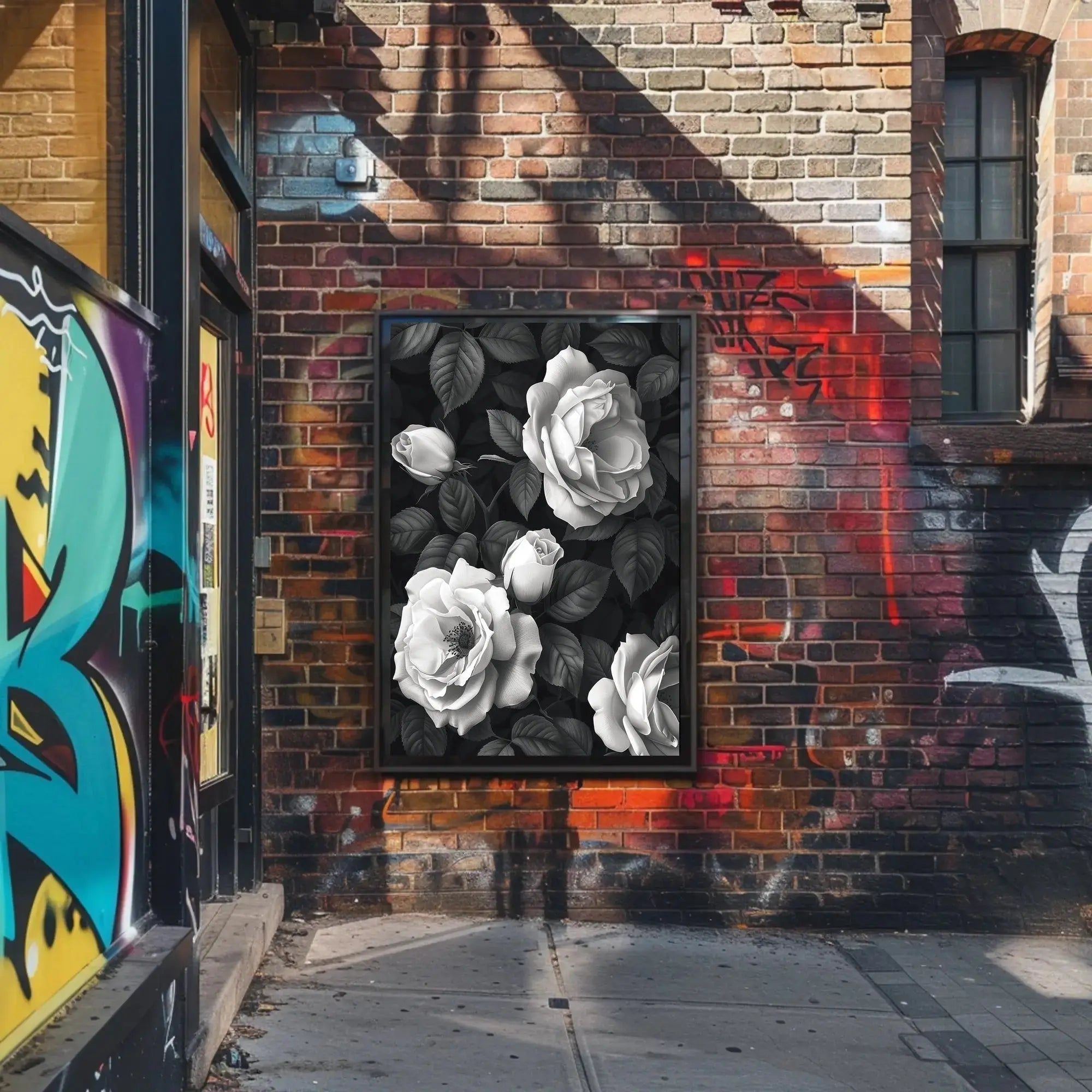 Timeless Elegance: Monochrome Rose Cluster Art Poster PosterGoat