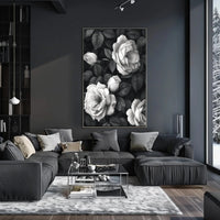Timeless Elegance: Monochrome Rose Cluster Art Poster PosterGoat