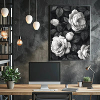 Timeless Elegance: Monochrome Rose Cluster Art Poster PosterGoat