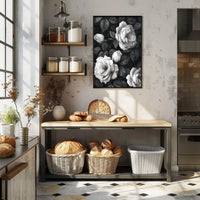 Timeless Elegance: Monochrome Rose Cluster Art Poster PosterGoat
