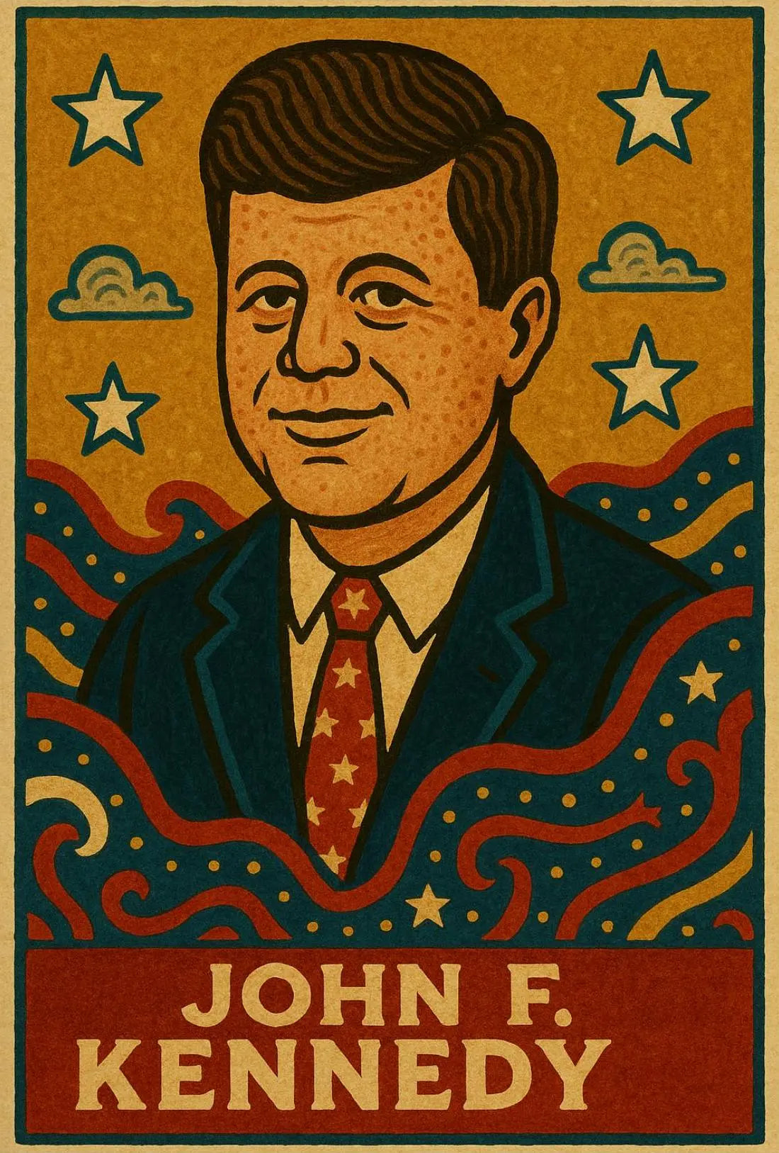 Timeless JFK Vintage Artistic Representation Presidential Poster PosterGoat