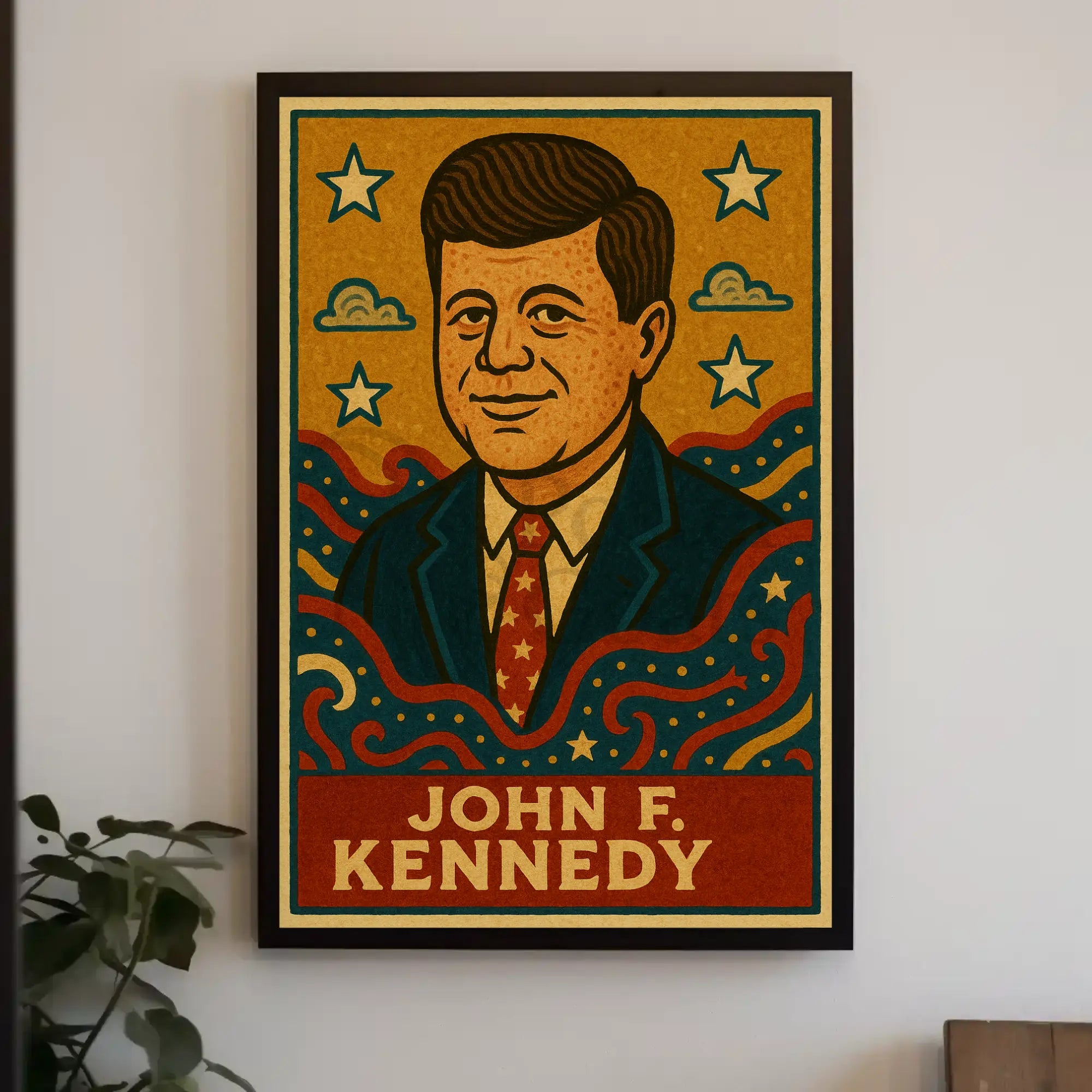 Timeless JFK Vintage Artistic Representation Presidential Poster PosterGoat