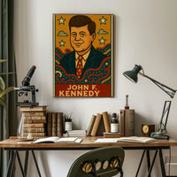 Timeless JFK Vintage Artistic Representation Presidential Poster PosterGoat