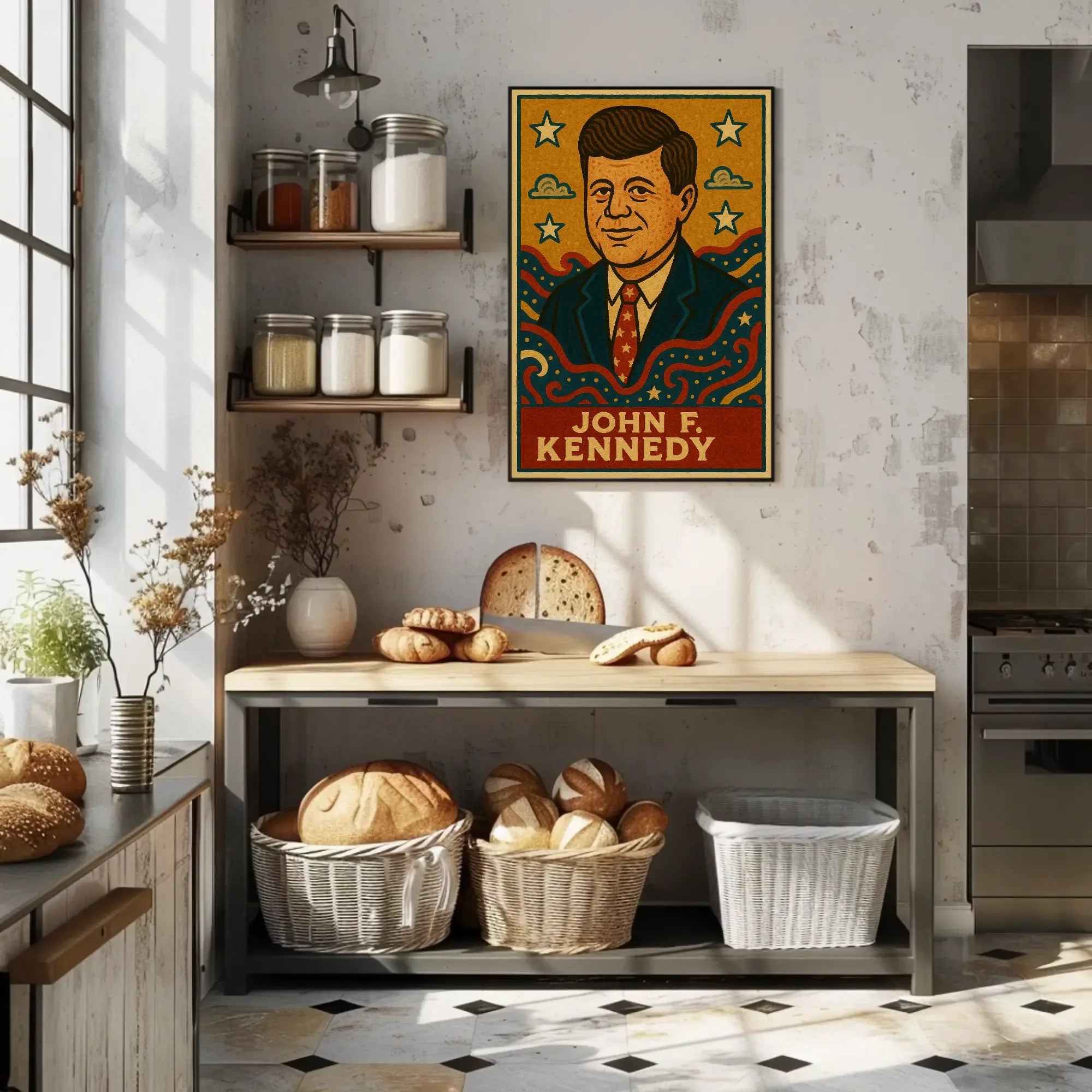 Timeless JFK Vintage Artistic Representation Presidential Poster PosterGoat