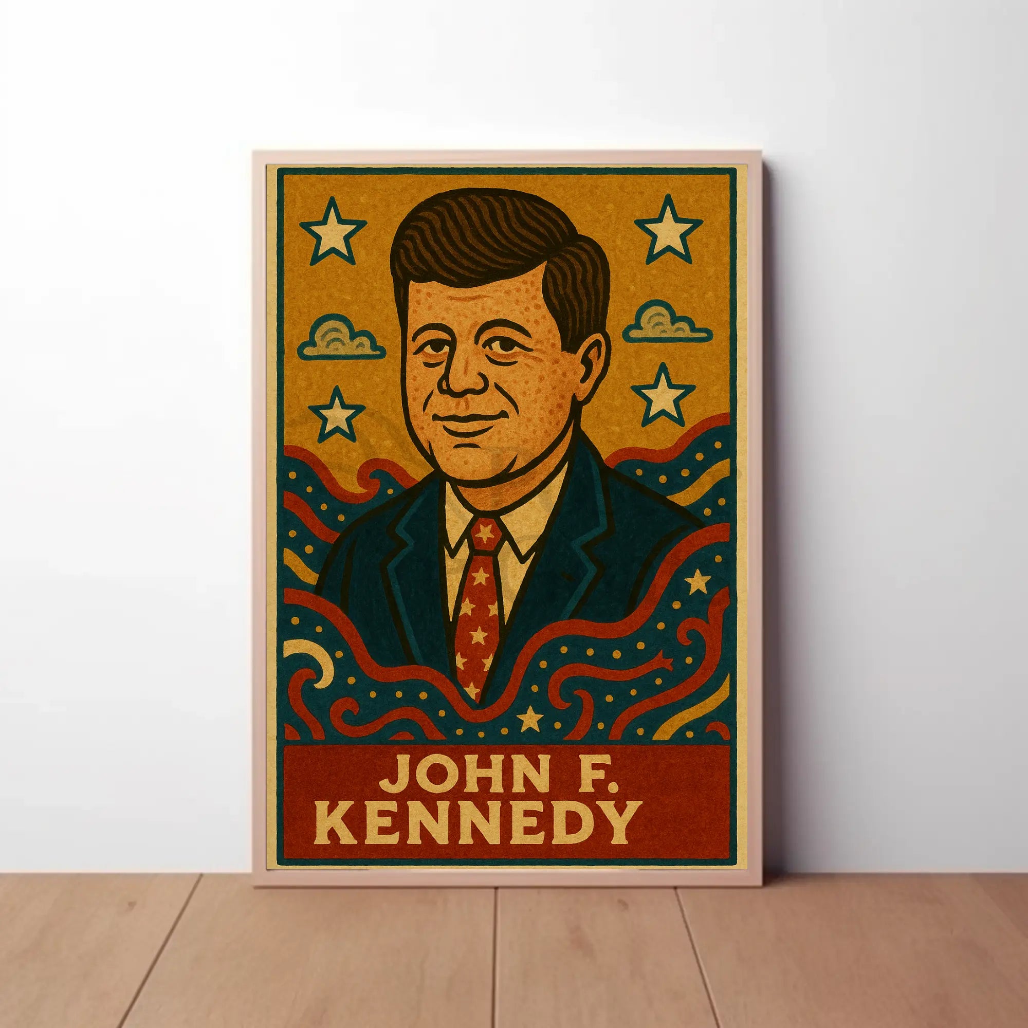 Timeless JFK Vintage Artistic Representation Presidential Poster PosterGoat