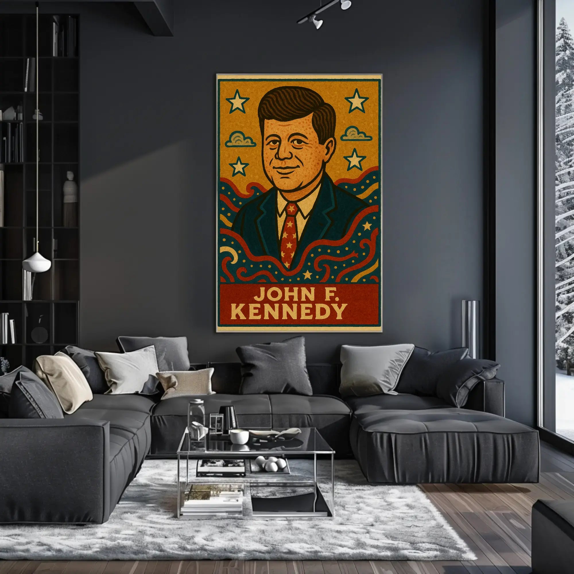 Timeless JFK Vintage Artistic Representation Presidential Poster PosterGoat
