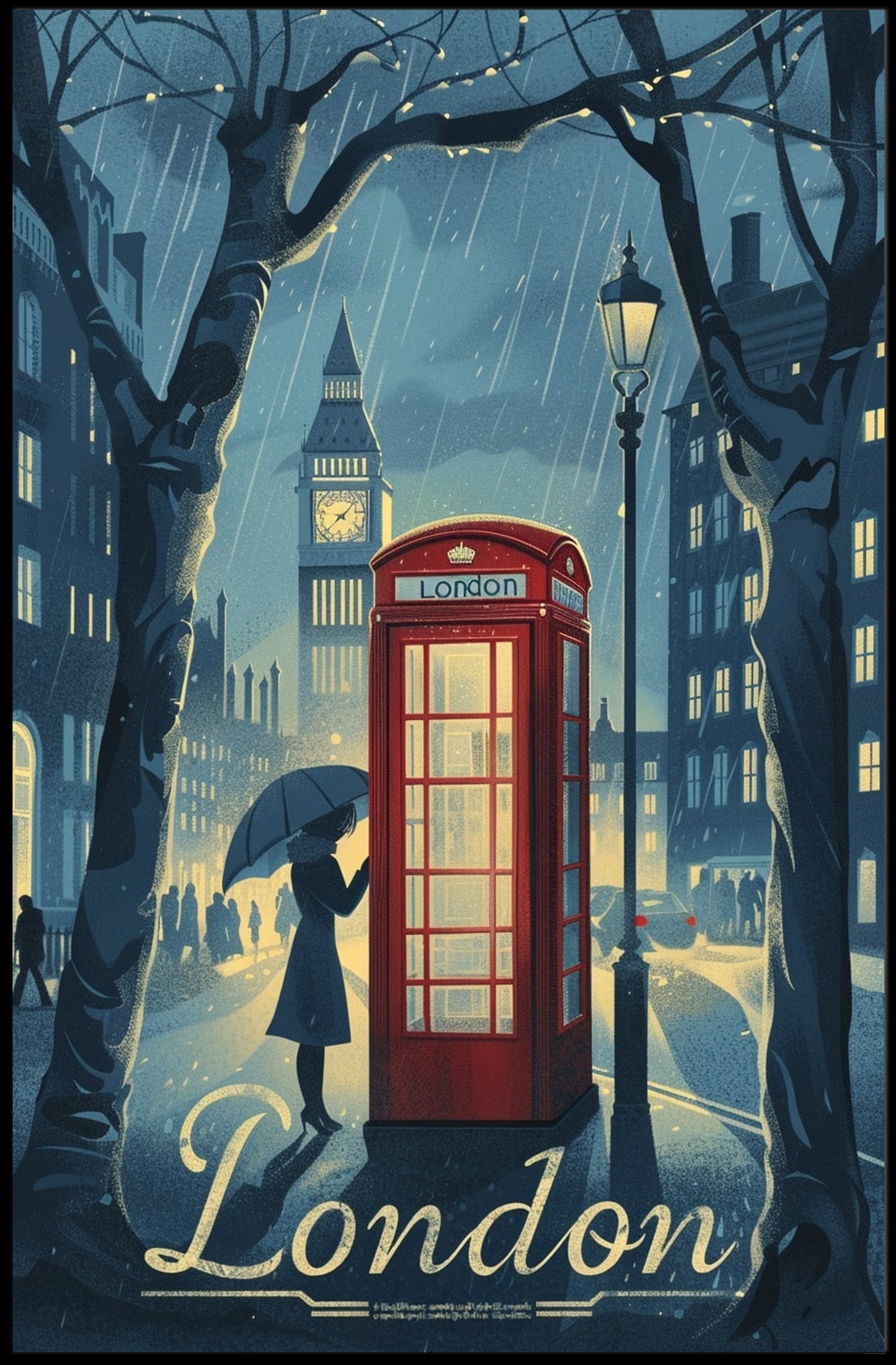 Timeless London Rainy Day Urban or Cityscape Poster PosterGoat