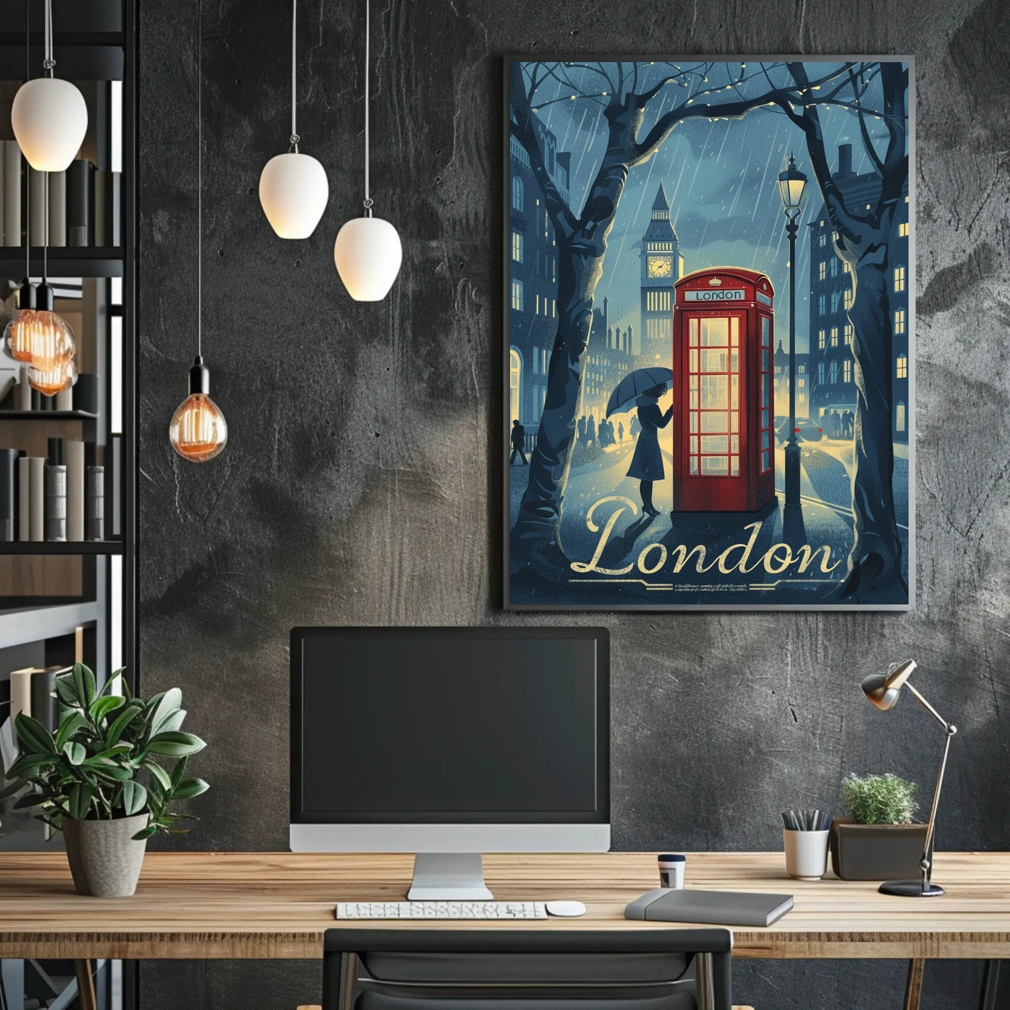 Timeless London Rainy Day Urban or Cityscape Poster PosterGoat