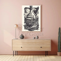 Timeless Nautical Ship in Bottle Artistic Poster PosterGoat