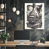 Timeless Nautical Ship in Bottle Artistic Poster PosterGoat