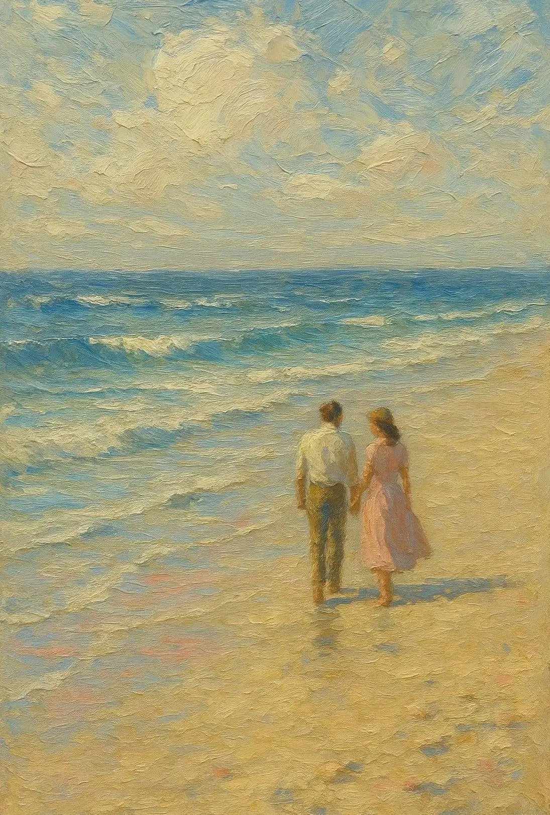 Timeless Romance on the Beach Artistic Poster PosterGoat
