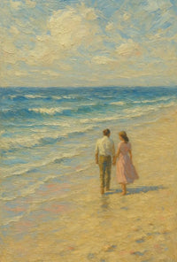 Timeless Romance on the Beach Artistic Poster PosterGoat