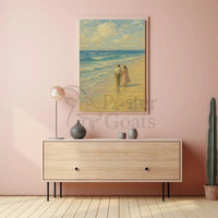 Timeless Romance on the Beach Artistic Poster PosterGoat