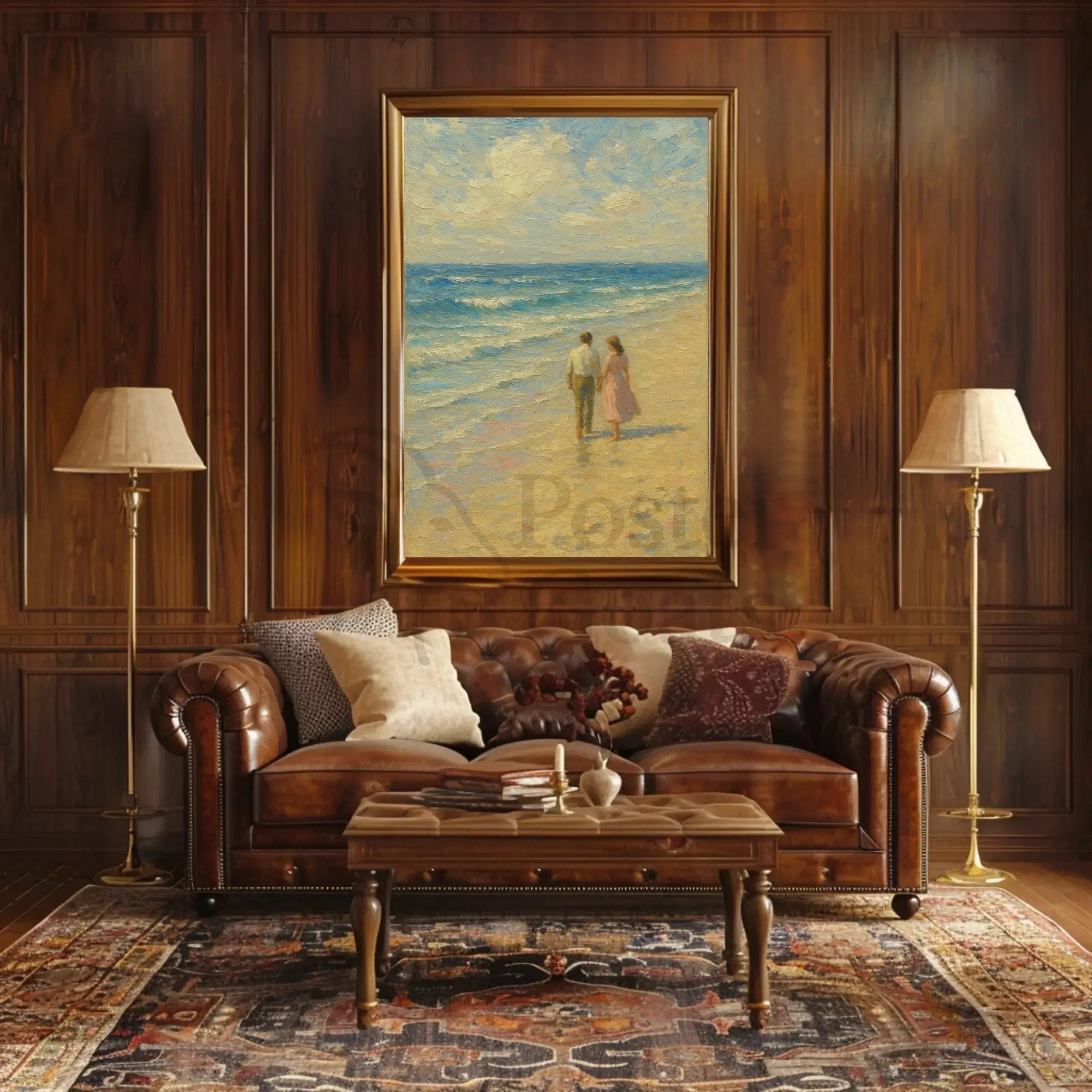 Timeless Romance on the Beach Artistic Poster PosterGoat