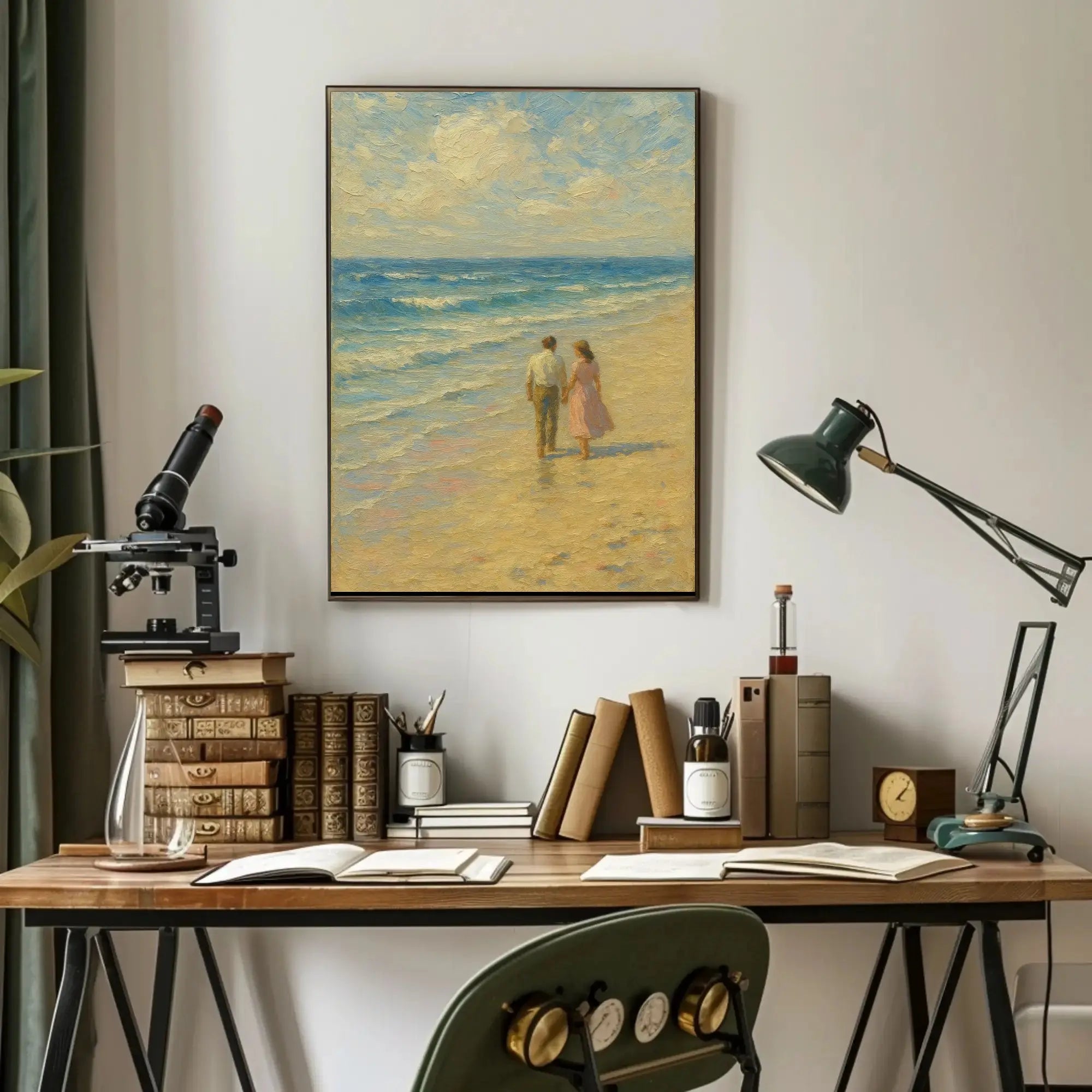 Timeless Romance on the Beach Artistic Poster PosterGoat