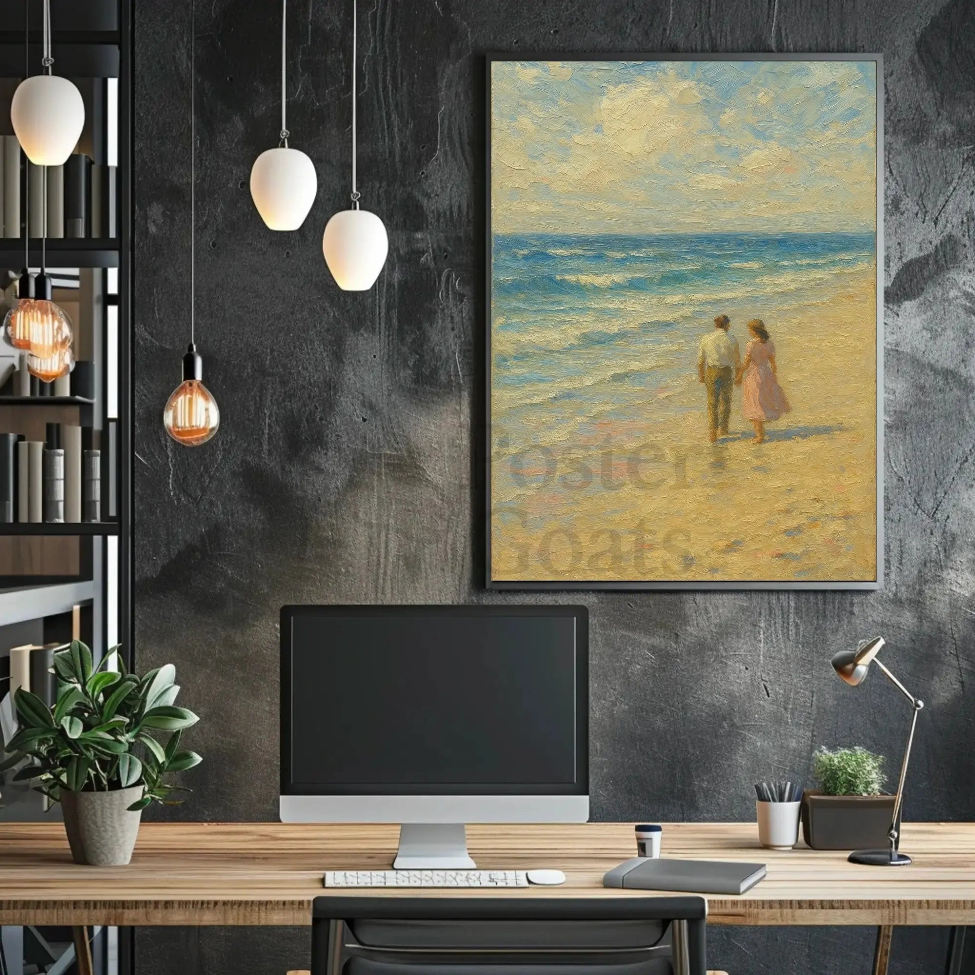 Timeless Romance on the Beach Artistic Poster PosterGoat